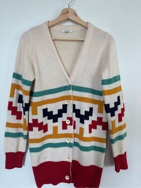 Supreme Cream Multicolor Geometric Button-Up Cardigan